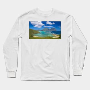 Beach Mountains Paradise Painting Long Sleeve T-Shirt